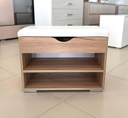 Тумба для обуви Ларедо-3 (Дуб крафт золотой/Белый кожзам)