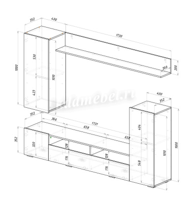 Гостиная Диаманд (Крафт/Графит)