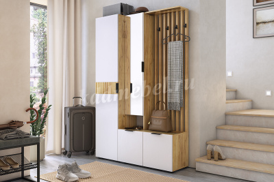 Шкаф Бери 1дв. (Дуб крафт золотой/Белое дерево)