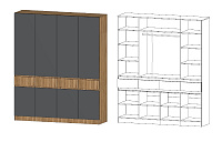 Шкаф Ленора 4-х створчатый (Дуб вотан/Графит)