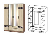 Шкаф Коста-Рика 4-х створчатый (Ясень шимо темный/Ясень шимо светлый)