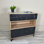 Комод Луксор-03 (Делано светлый/Камень Пьетра черный)