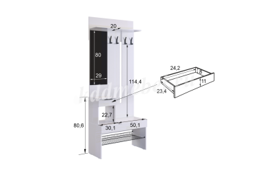 Прихожая К5 Баско (Белое дерево)