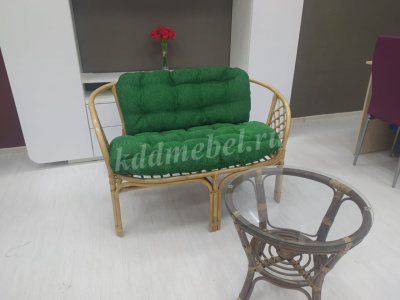 Диван двухместный RJG-Bahama (Ротанг №4, ткань зеленая)