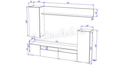 Гостиная Эдем (Цемент светлый/Цемент темный)