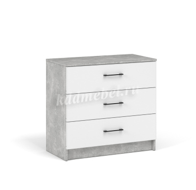 Комод Чикаго 3ящ (Ателье светлый/Белый)