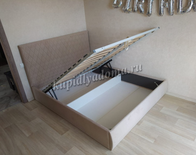 Кровать Стелла 1.6 с подъемным механизмом (Микровелюр/Бежевый)