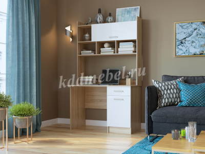 Стол компьютерный ПКС-2 (Дуб сонома/Белый глянец)