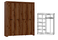 Шкаф Квадро-17 4-х створчатый (Дуб Делано темный)