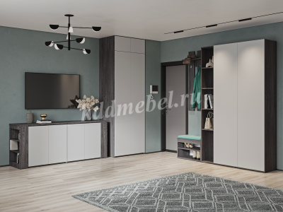 Стол-комод Правый (Черный ясень/Перламутр)